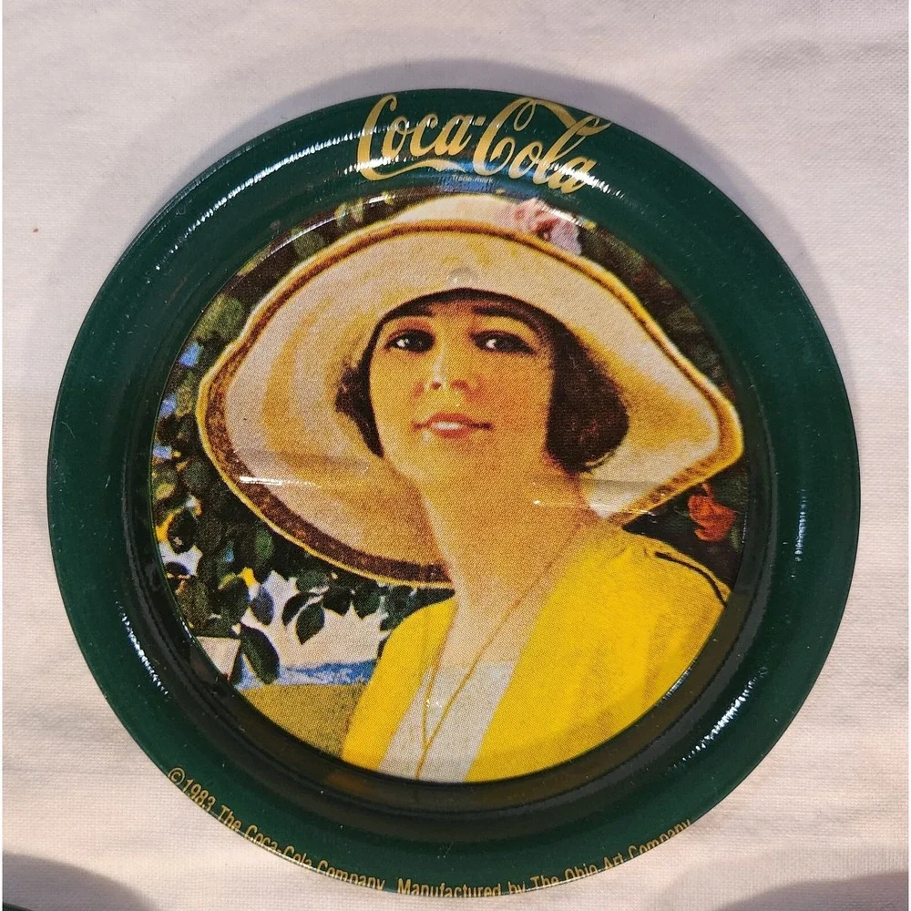 Victorian Coca-Cola Ad Tin Coaster / Ashtray Set Of 6 Collectible